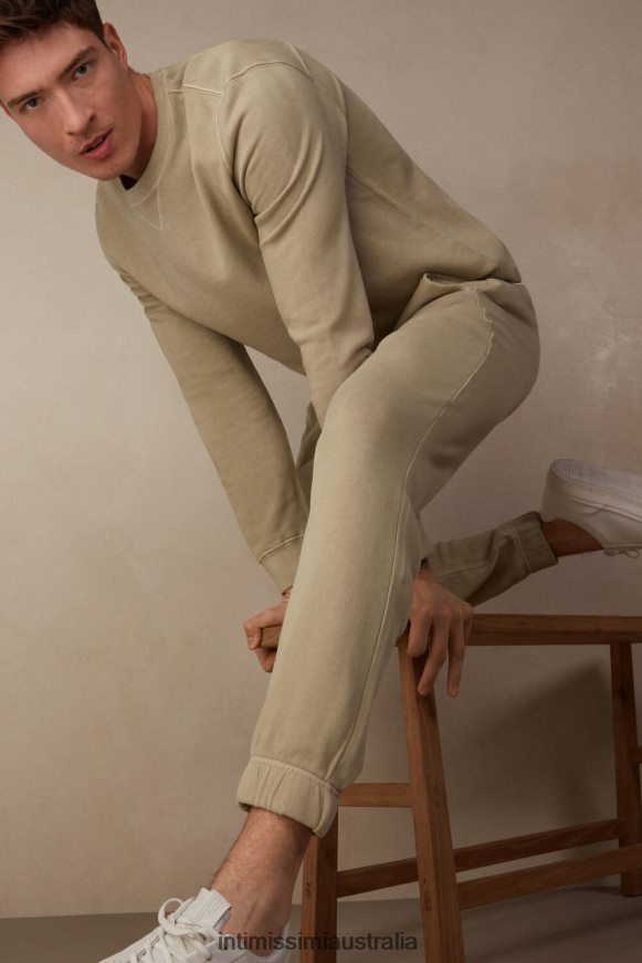 Intimissimi Men 166J-Sand-Colored Beige Apparel 0RJT48190 Washed Collection Long Fleece Pants