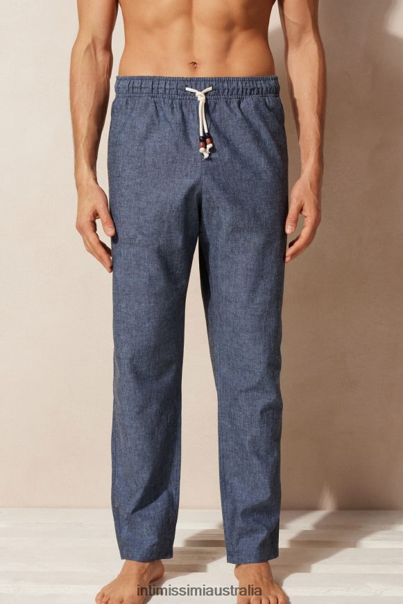 Intimissimi Men 288J-Petrol Blue Apparel 0RJT48166 Linen and Cotton Trousers