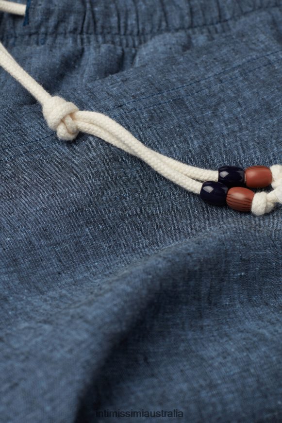 Intimissimi Men 288J-Petrol Blue Apparel 0RJT48171 Linen and Cotton Shorts