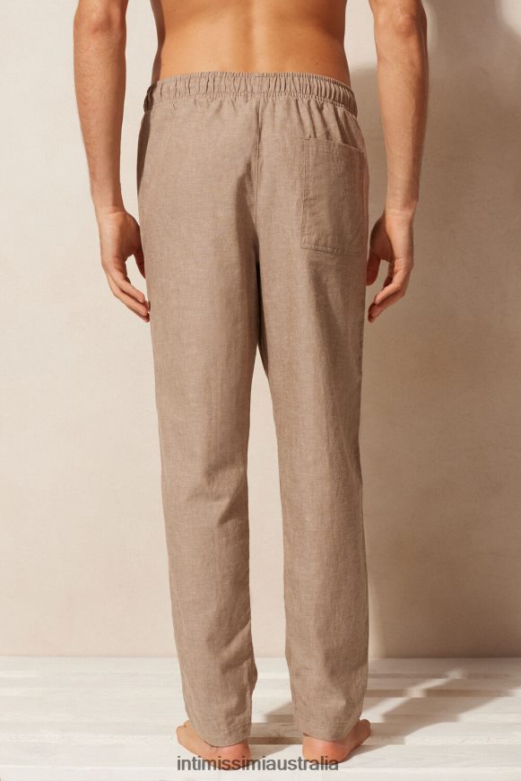 Intimissimi Men 295J-Tobacco Apparel 0RJT48176 Linen and Cotton Trousers