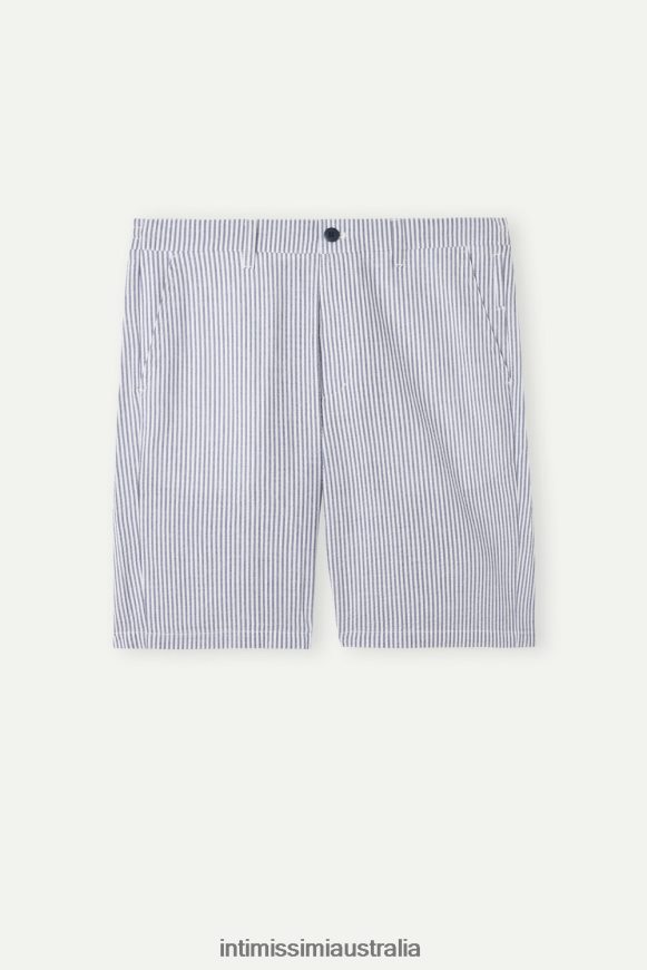 Intimissimi Men 304J-White/Blue Apparel 0RJT48175 Seersucker Shorts