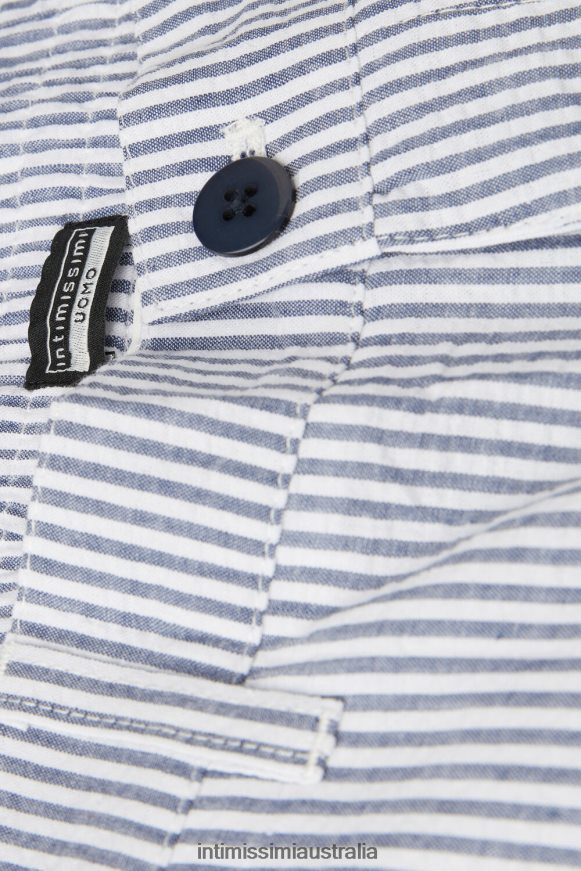 Intimissimi Men 304J-White/Blue Apparel 0RJT48175 Seersucker Shorts