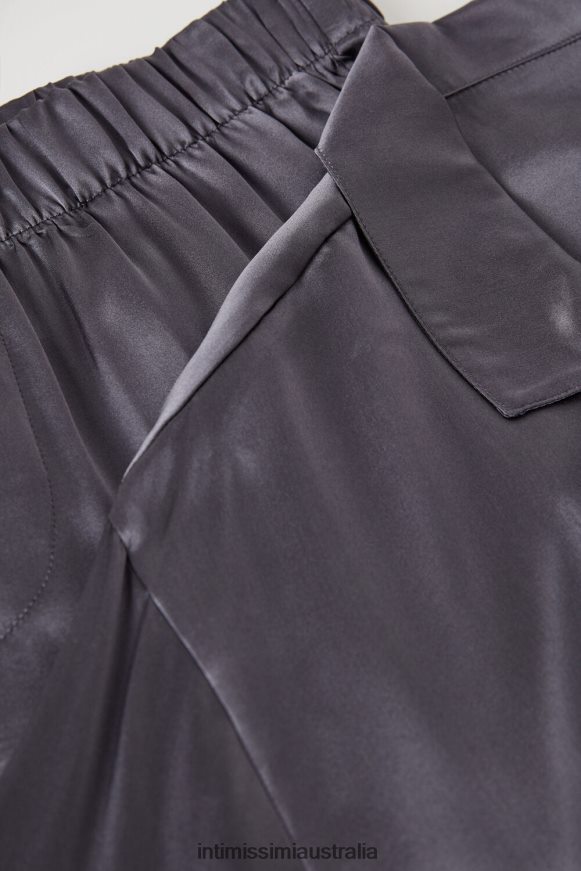 Intimissimi Men 037J-Dark Grey Apparel 0RJT48302 Long Silk Pyjamas With Piping