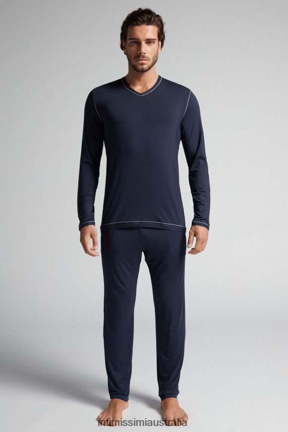 Intimissimi Men 800-Midnight Blue Apparel 0RJT48311 Long Micromodal Pyjamas