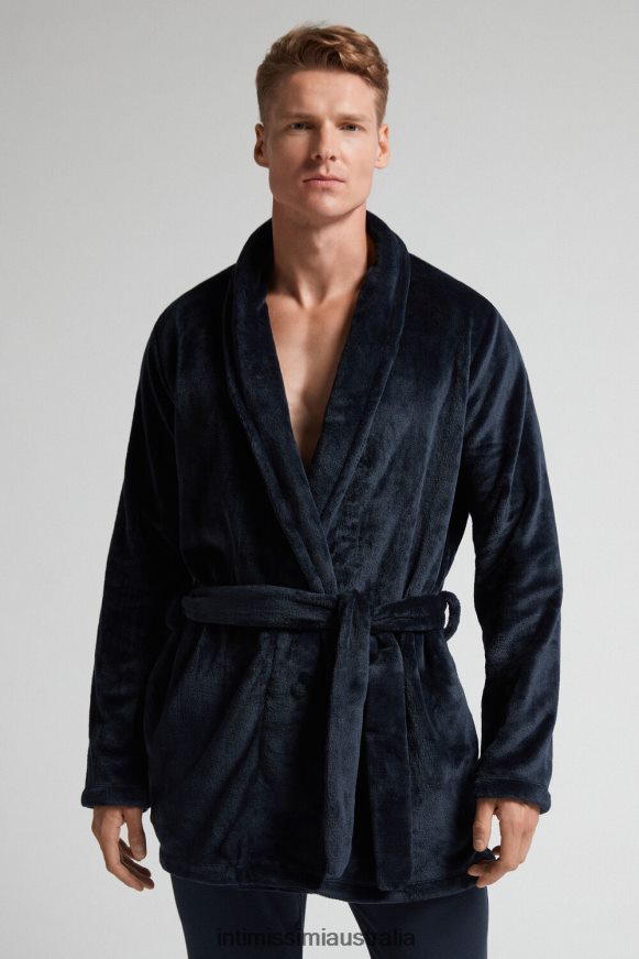 Intimissimi Men 800-Midnight Blue Apparel 0RJT48304 Fleece Dressing Gown