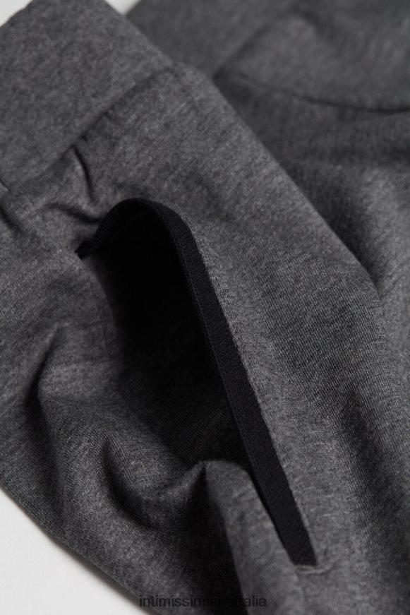 Intimissimi Men 5227-Charcoal Grey Melange Apparel 0RJT48306 Cropped Basic Supima Cotton Pyjamas