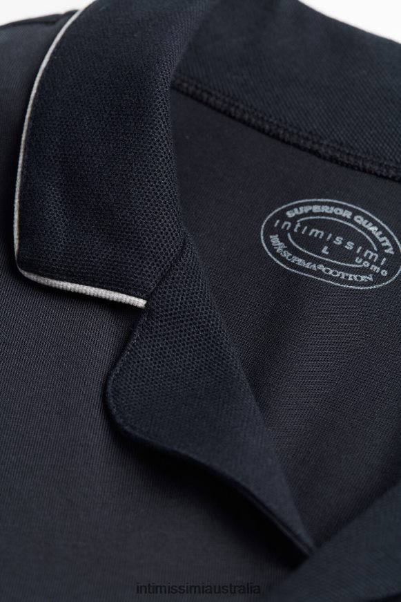 Intimissimi Men 800-Midnight Blue Apparel 0RJT48312 Button-Front Cropped Pyjamas in Supima Cotton