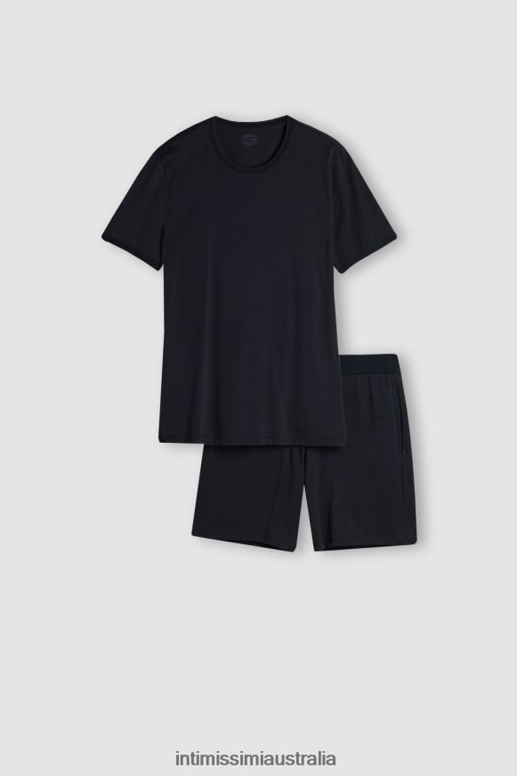 Intimissimi Men 800-Midnight Blue Apparel 0RJT48313 Cropped Basic Supima Cotton Pyjamas