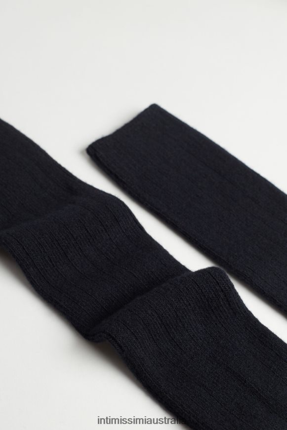 Intimissimi Men 016-Blue Socks 0RJT48342 Long Ribbed Cashmere and Wool Socks
