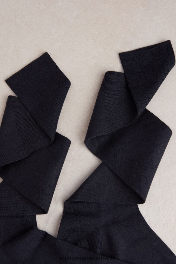 Intimissimi Men 016-Blue Socks 0RJT48381 Long Socks in Cotton-Silk-Cashmere Blend