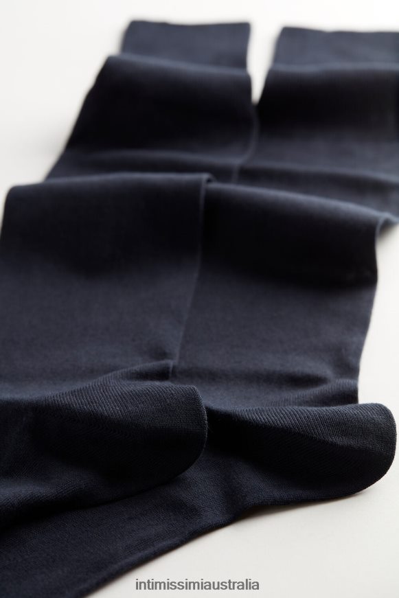 Intimissimi Men 016-Blue Socks 0RJT48381 Long Socks in Cotton-Silk-Cashmere Blend
