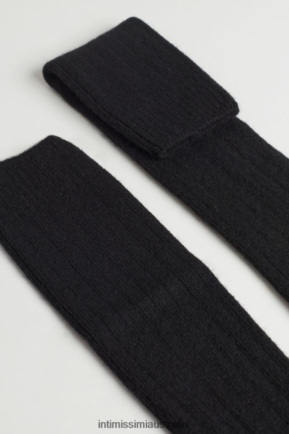 Intimissimi Men 019-Black Socks 0RJT48350 Long Ribbed Cashmere and Wool Socks