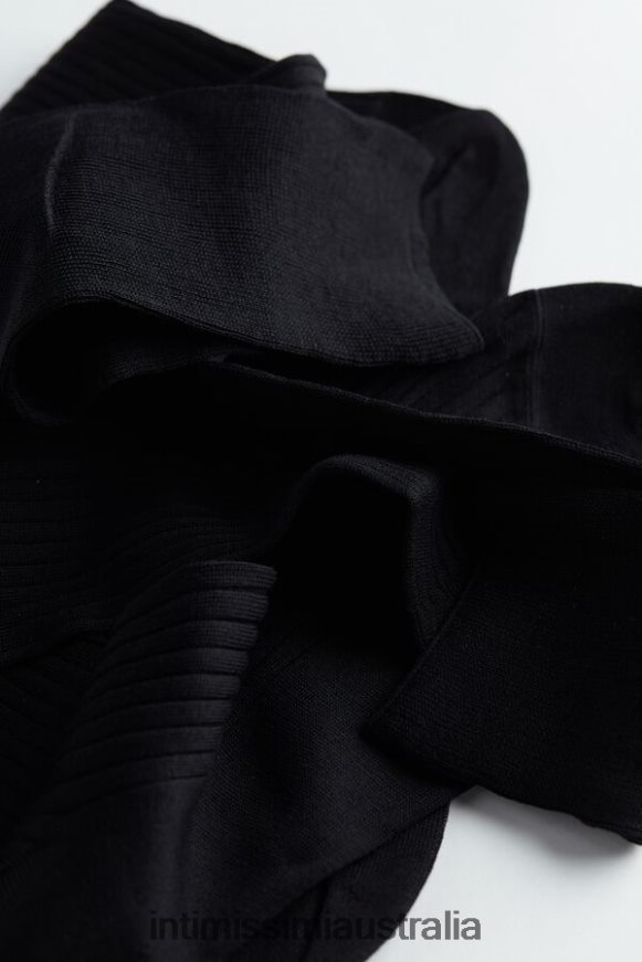 Intimissimi Men 019-Black Socks 0RJT48389 Long Ribbed Cotton Lisle Socks