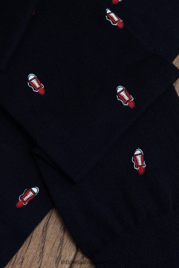 Intimissimi Men 198J-Shoe-Print Black Socks 0RJT48326 Long Patterned Cotton Socks