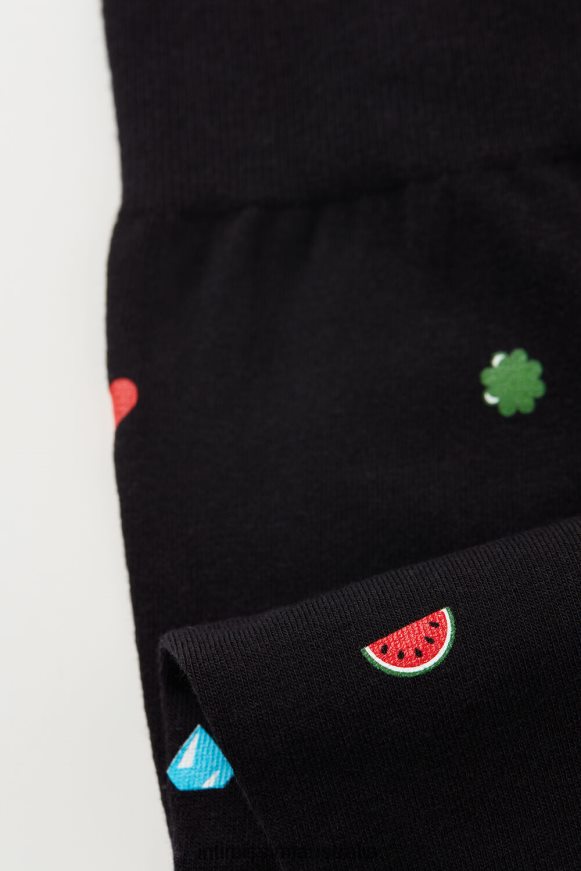 Intimissimi Men 199J-Slot Machine-Print Black Socks 0RJT48329 Long Patterned Cotton Socks
