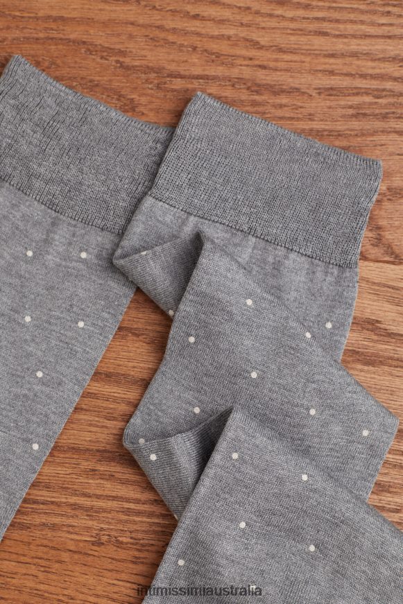 Intimissimi Men 063J-Polka Dot-Print Charcoal Grey Melange Socks 0RJT48337 Short Socks in Patterned Lisle Cotton