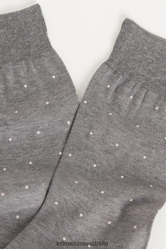 Intimissimi Men 063J-Polka Dot-Print Charcoal Grey Melange Socks 0RJT48337 Short Socks in Patterned Lisle Cotton