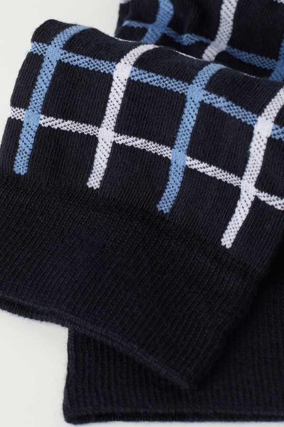 Intimissimi Men 187J-Dark Blue Check Socks 0RJT48334 Short Patterned Cotton Socks