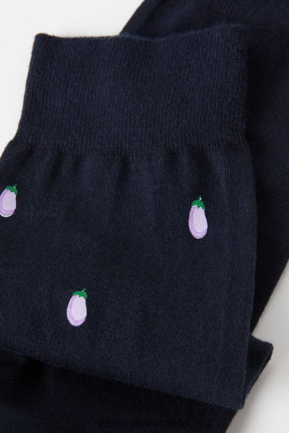 Intimissimi Men 188J-Aubergine-Print Dark Blue Socks 0RJT48332 Short Patterned Cotton Socks