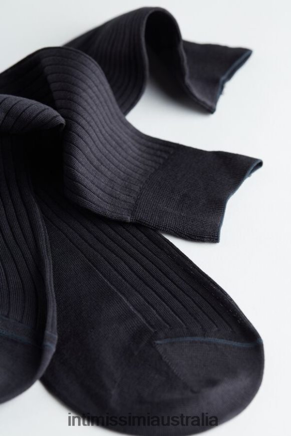 Intimissimi Men 780-Charcoal Grey Socks 0RJT48386 Short Ribbed Cotton Lisle Socks