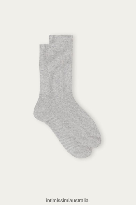 Intimissimi Men 2000-Grey Fleece Socks 0RJT48355 Terry Cotton Short Socks