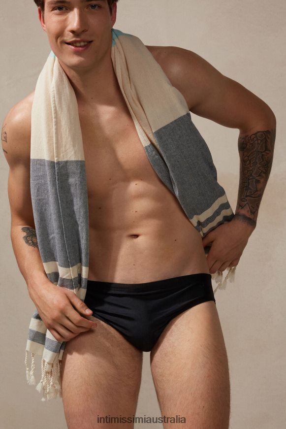 Intimissimi Men 019-Black Apparel 0RJT48450 Plain Swim Briefs