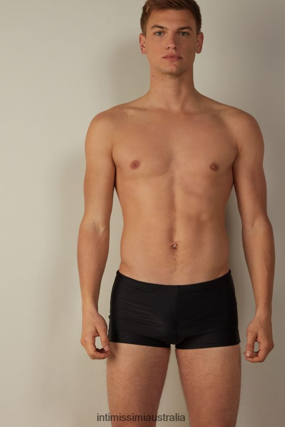 Intimissimi Men 019-Black Apparel 0RJT48453 Plain Square-Cut Swim Trunks