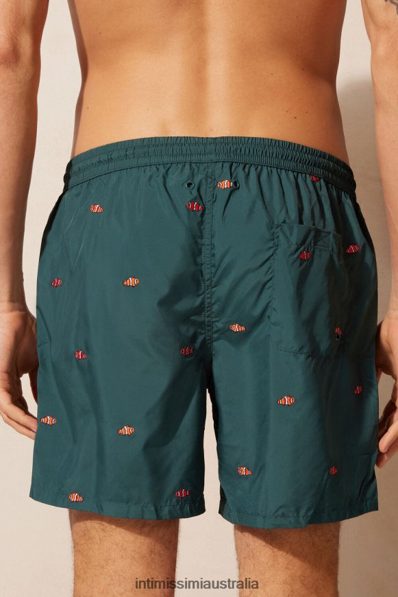 Intimissimi Men 250J-Clownfish Embroidery Dark Green Apparel 0RJT48433 Clownfish-Embroidered Swim Shorts