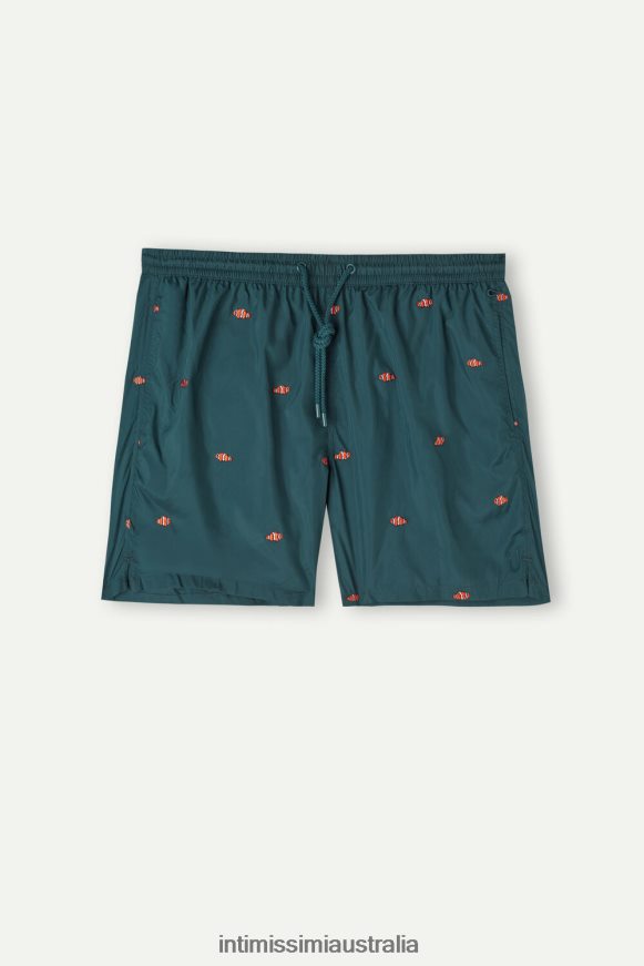 Intimissimi Men 250J-Clownfish Embroidery Dark Green Apparel 0RJT48433 Clownfish-Embroidered Swim Shorts