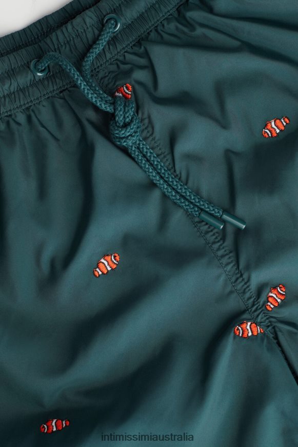 Intimissimi Men 250J-Clownfish Embroidery Dark Green Apparel 0RJT48433 Clownfish-Embroidered Swim Shorts