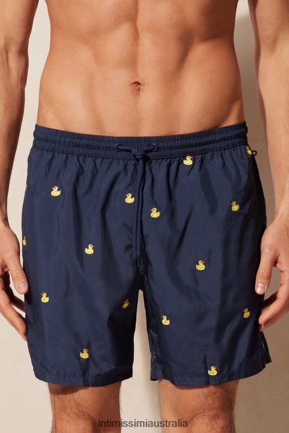 Intimissimi Men 251J-Rubber Duck Embroidery Deep Blue Apparel 0RJT48409 Duck-Embroidered Swim Shorts