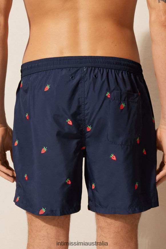 Intimissimi Men 252J-Strawberry Embroidery Deep Blue Apparel 0RJT48430 Strawberry-Embroidered Swim Shorts