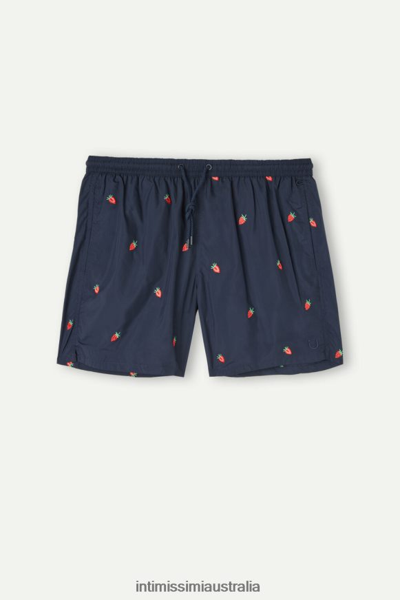 Intimissimi Men 252J-Strawberry Embroidery Deep Blue Apparel 0RJT48430 Strawberry-Embroidered Swim Shorts
