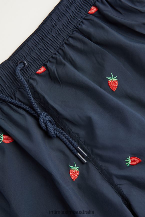Intimissimi Men 252J-Strawberry Embroidery Deep Blue Apparel 0RJT48430 Strawberry-Embroidered Swim Shorts