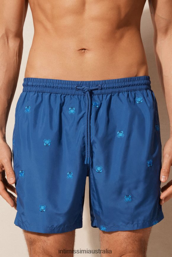 Intimissimi Men 253J-Crab Embroidery Pacific Blue Apparel 0RJT48407 Crab-Embroidered Swim Shorts