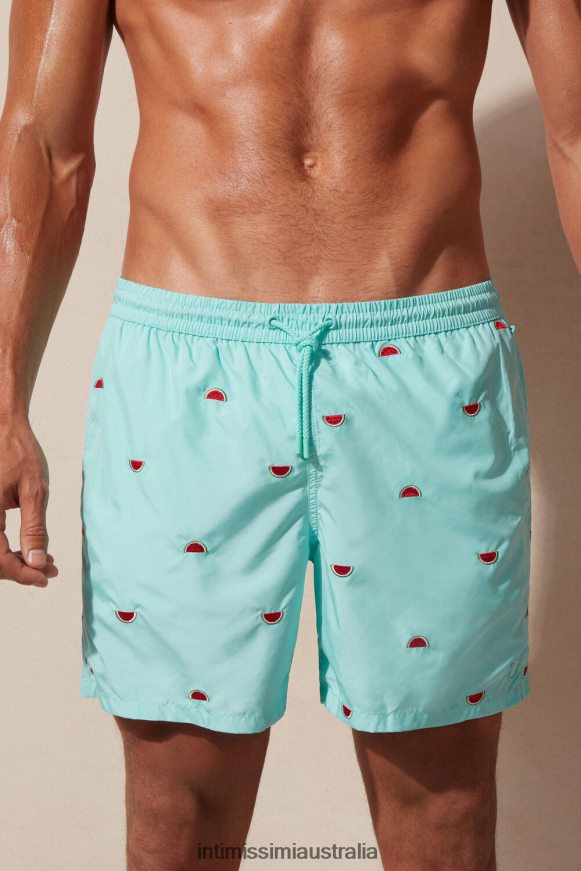 Intimissimi Men 255J-Watermelon Embroidery Aqua Green Apparel 0RJT48429 Watermelon-Embroidered Swim Shorts