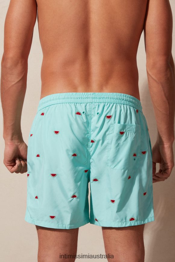 Intimissimi Men 255J-Watermelon Embroidery Aqua Green Apparel 0RJT48429 Watermelon-Embroidered Swim Shorts