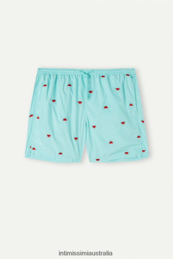 Intimissimi Men 255J-Watermelon Embroidery Aqua Green Apparel 0RJT48429 Watermelon-Embroidered Swim Shorts