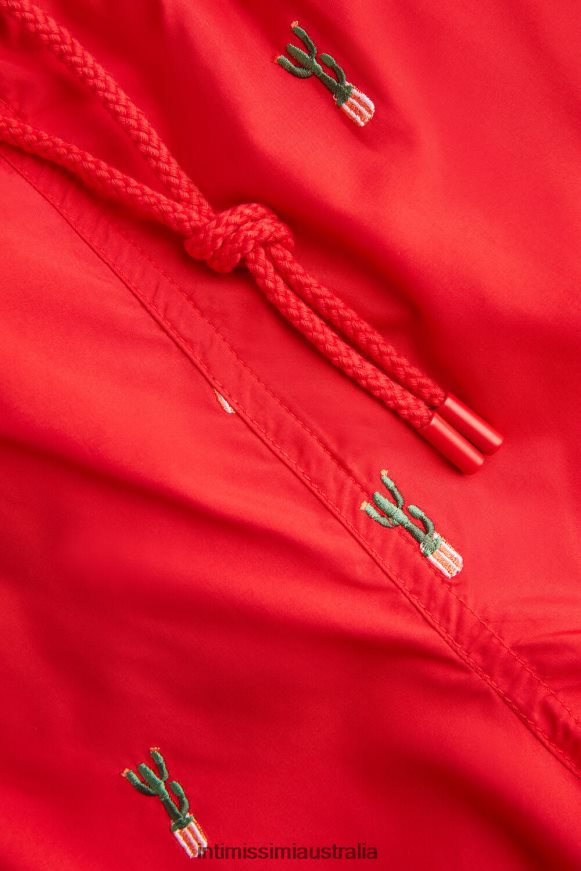 Intimissimi Men 258J-Cactus Embroidery Red Apparel 0RJT48428 Cactus-Embroidered Swim Shorts