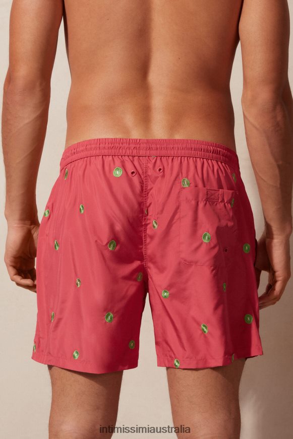 Intimissimi Men 259J-Kiwi Fruit Embroidery Dark Pink Apparel 0RJT48410 Kiwi-Embroidered Swim Shorts