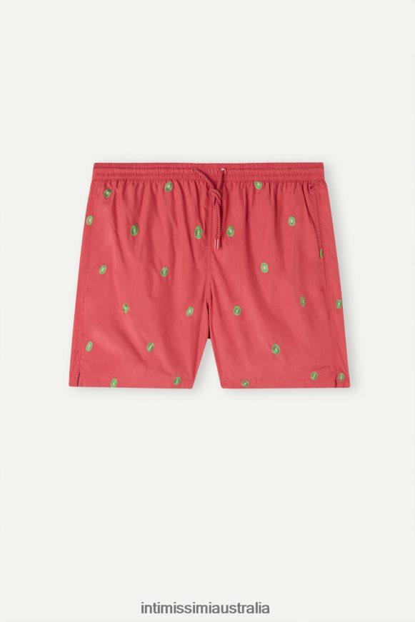 Intimissimi Men 259J-Kiwi Fruit Embroidery Dark Pink Apparel 0RJT48410 Kiwi-Embroidered Swim Shorts