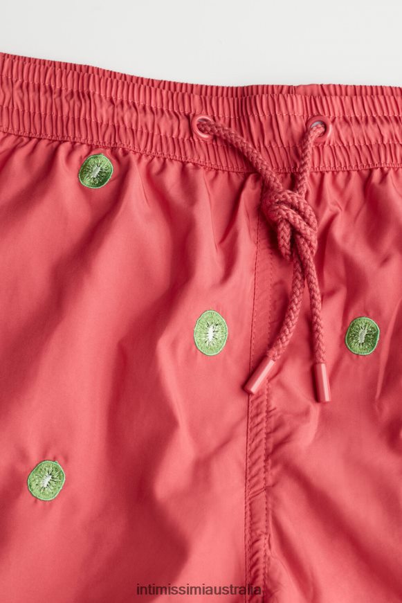 Intimissimi Men 259J-Kiwi Fruit Embroidery Dark Pink Apparel 0RJT48410 Kiwi-Embroidered Swim Shorts