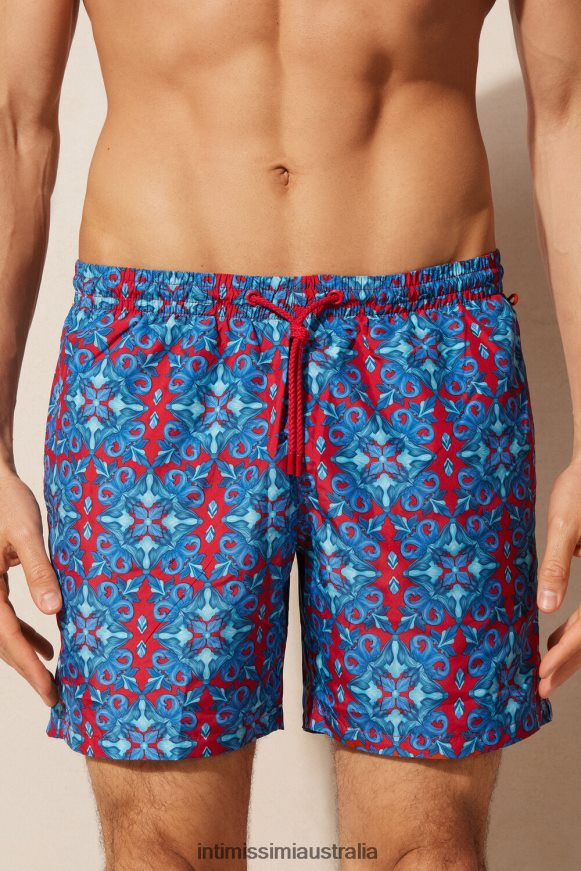 Intimissimi Men 260J-Moroccan Print Sporty Red Apparel 0RJT48405 Red Moroccan-Print Swim Shorts