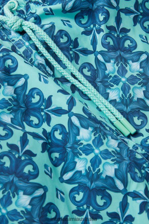 Intimissimi Men 261J-Moroccan Print Aqua Green Apparel 0RJT48425 Blue Moroccan-Print Swim Shorts