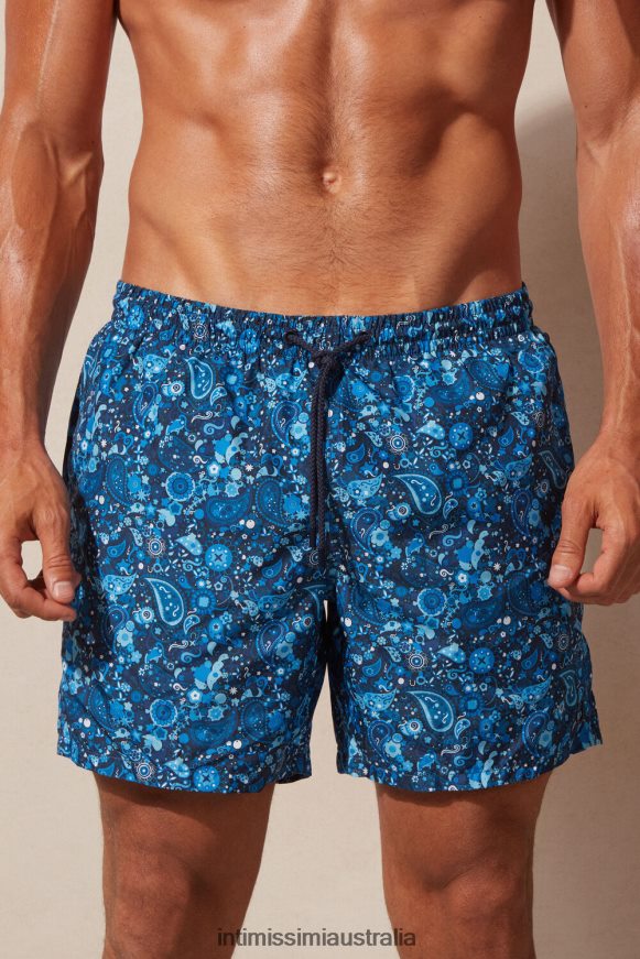 Intimissimi Men 265J-Paisley Print Deep Blue Apparel 0RJT48421 Blue Paisley Swim Shorts
