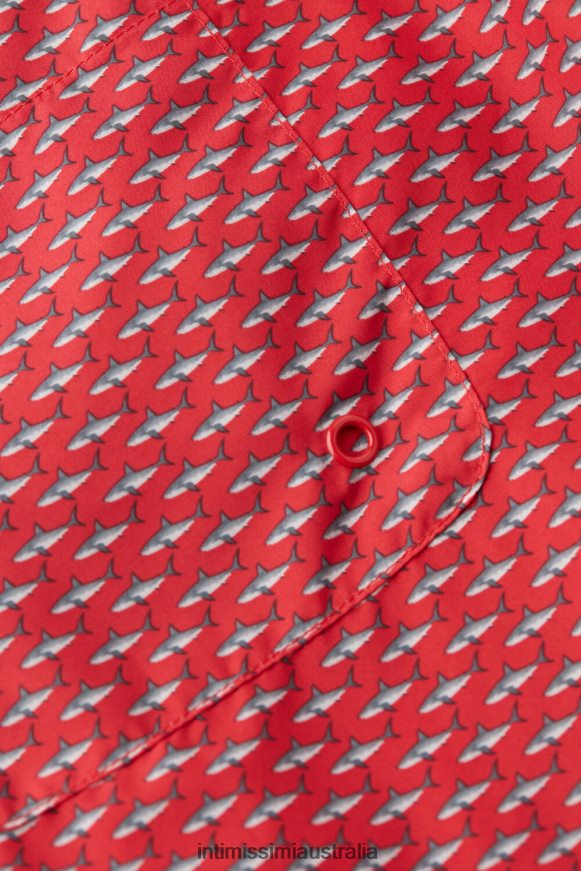 Intimissimi Men 268J-Micro Shark-Print Red Apparel 0RJT48431 Micro Shark-Print Swim Shorts