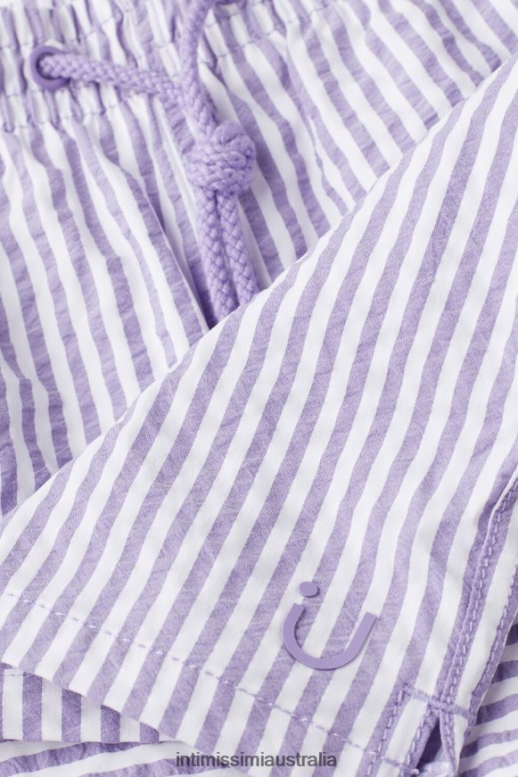 Intimissimi Men 278J-White/Lilac Apparel 0RJT48440 Striped Seersucker Swim Shorts