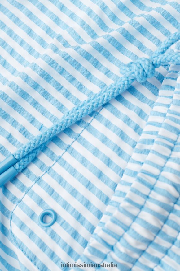 Intimissimi Men 279J-Bianco/Azzurro Apparel 0RJT48439 Striped Seersucker Swim Shorts