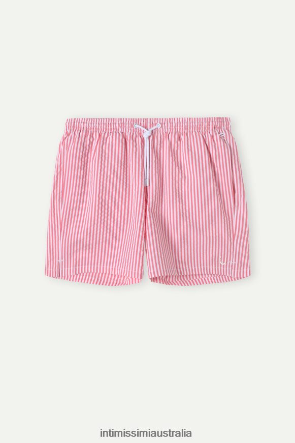 Intimissimi Men 939I-White/Red Apparel 0RJT48448 Striped Seersucker Swim Shorts