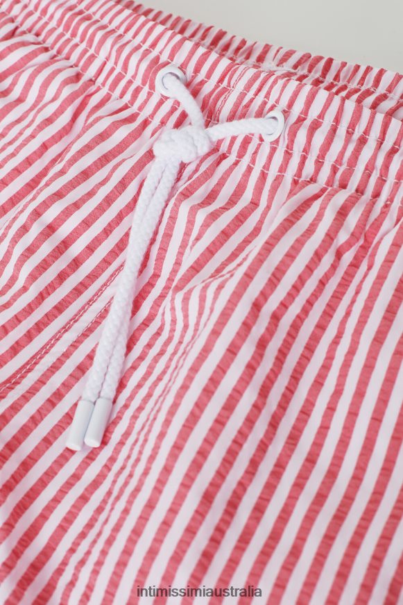 Intimissimi Men 939I-White/Red Apparel 0RJT48448 Striped Seersucker Swim Shorts